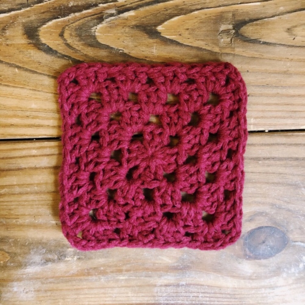 2/$12 Red Granny Square Drink Coaster!